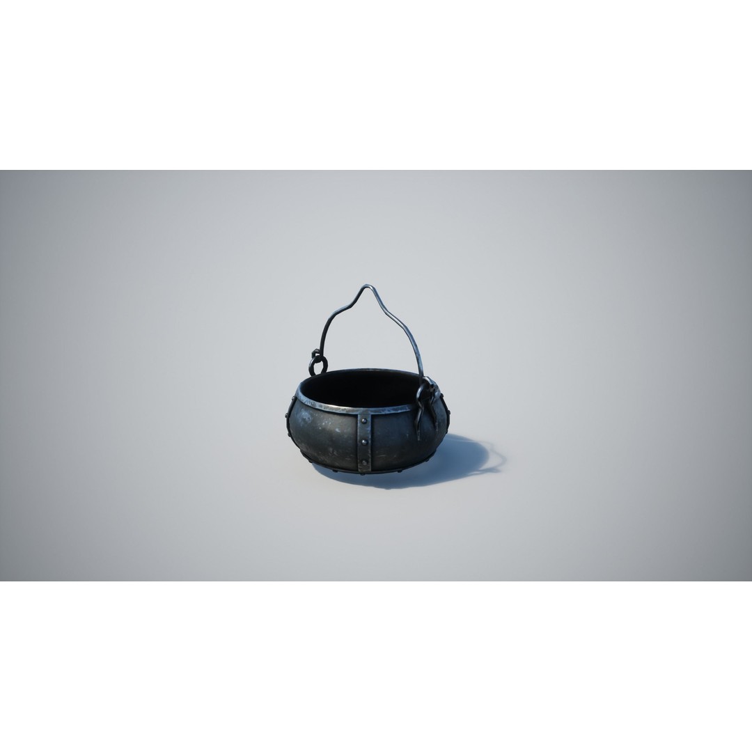 Cauldron 3D Model – Low Poly Game-Ready Asset with PBR Textures - View 4