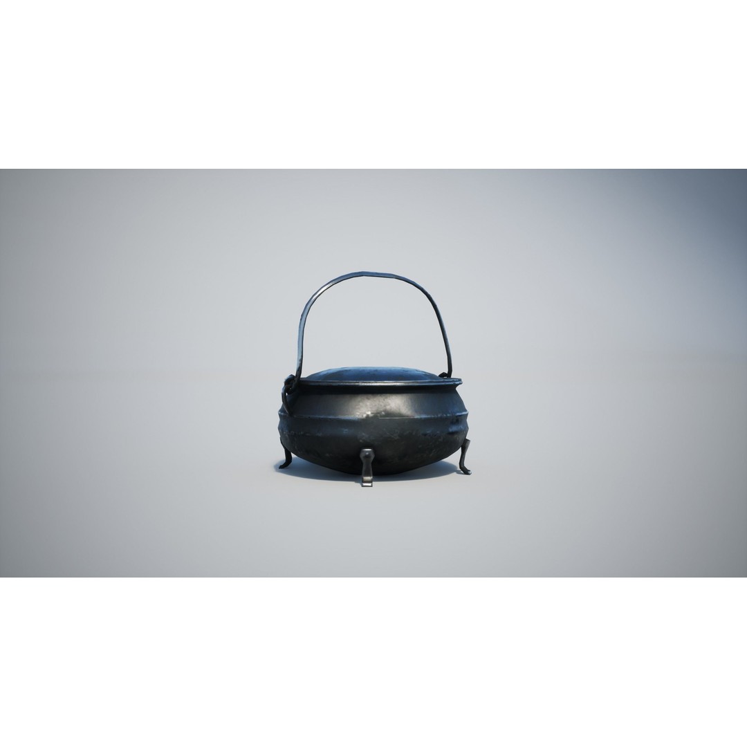 Cauldron 3D Model – Low Poly Game-Ready Asset with PBR Textures - View 7