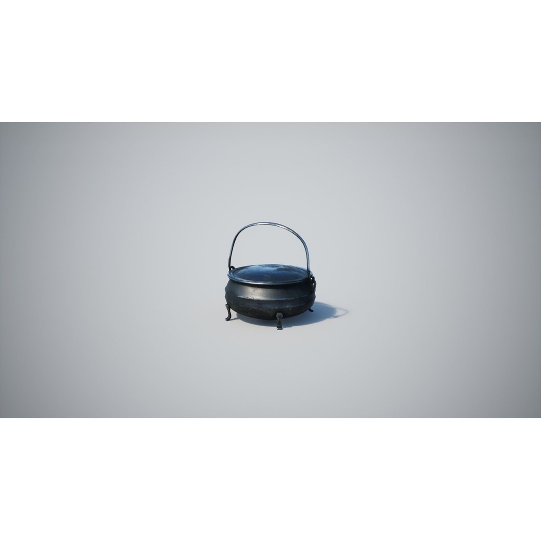 Cauldron 3D Model – Low Poly Game-Ready Asset with PBR Textures - View 8