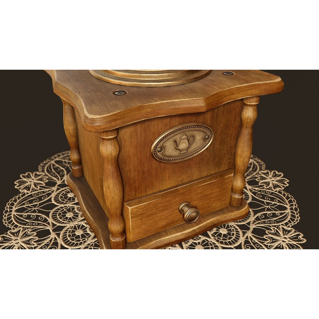 Vintage Coffee Grinder 3D Model – Low Poly Game Ready, PBR Textures, FBX - View 11