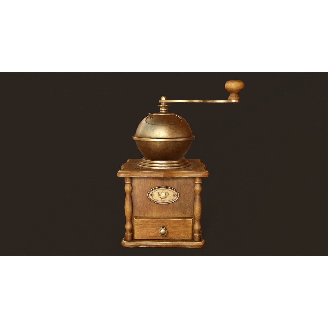 Vintage Coffee Grinder 3D Model – Low Poly Game Ready, PBR Textures, FBX - View 6
