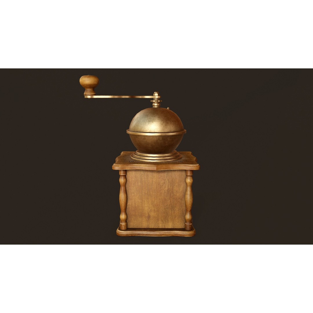 Vintage Coffee Grinder 3D Model – Low Poly Game Ready, PBR Textures, FBX - View 7