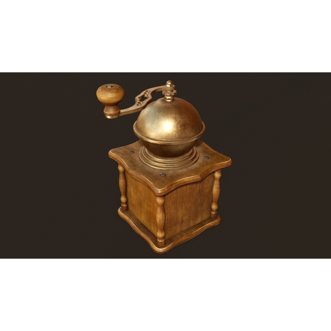 Vintage Coffee Grinder 3D Model – Low Poly Game Ready, PBR Textures, FBX - View 8