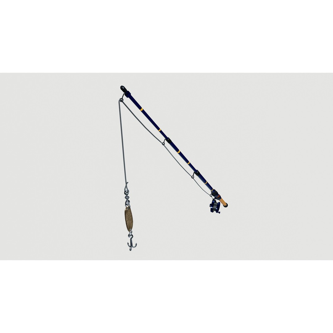 Fishing Rod 3D Model – Low Poly PBR Model, FBX Format - View 4