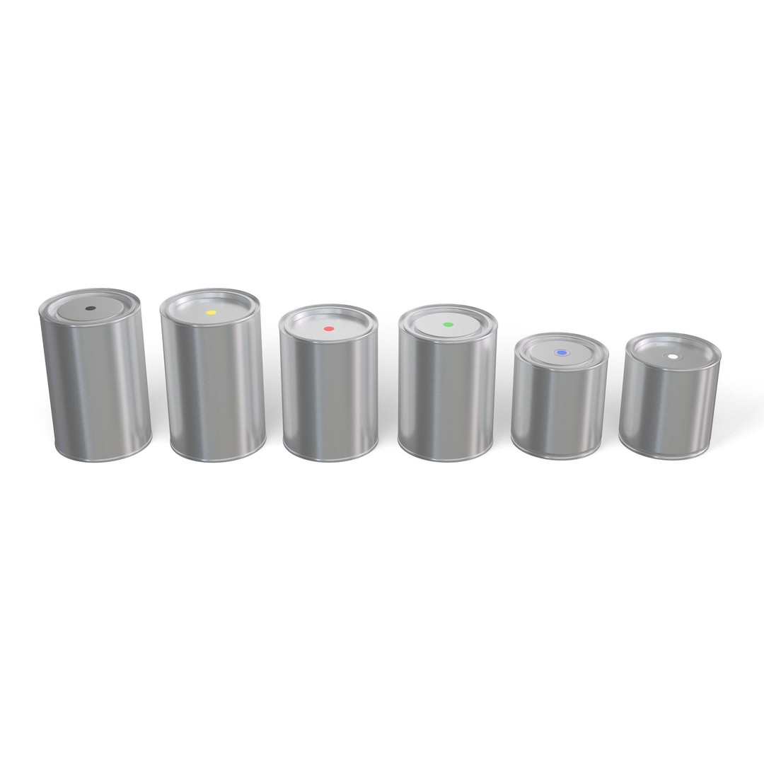 Paint Cans 3D Model – Realistic Aluminum Containers, FBX, PBR - View 5