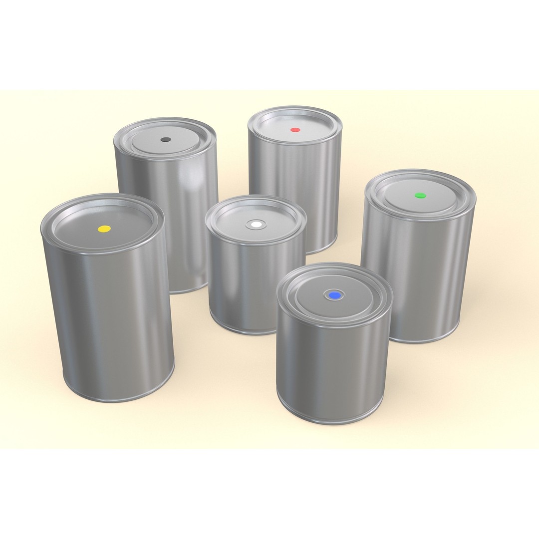 Paint Cans 3D Model – Realistic Aluminum Containers, FBX, PBR - View 6