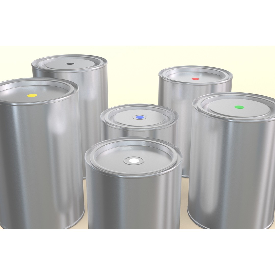 Paint Cans 3D Model – Realistic Aluminum Containers, FBX, PBR - View 7