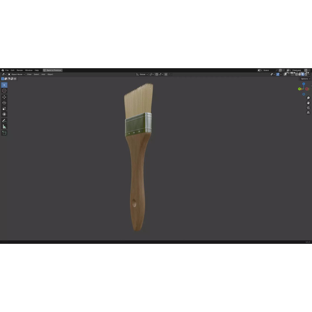 Paint Brush 3D Model – Low Poly PBR Asset, FBX, OBJ, Blender - View 10