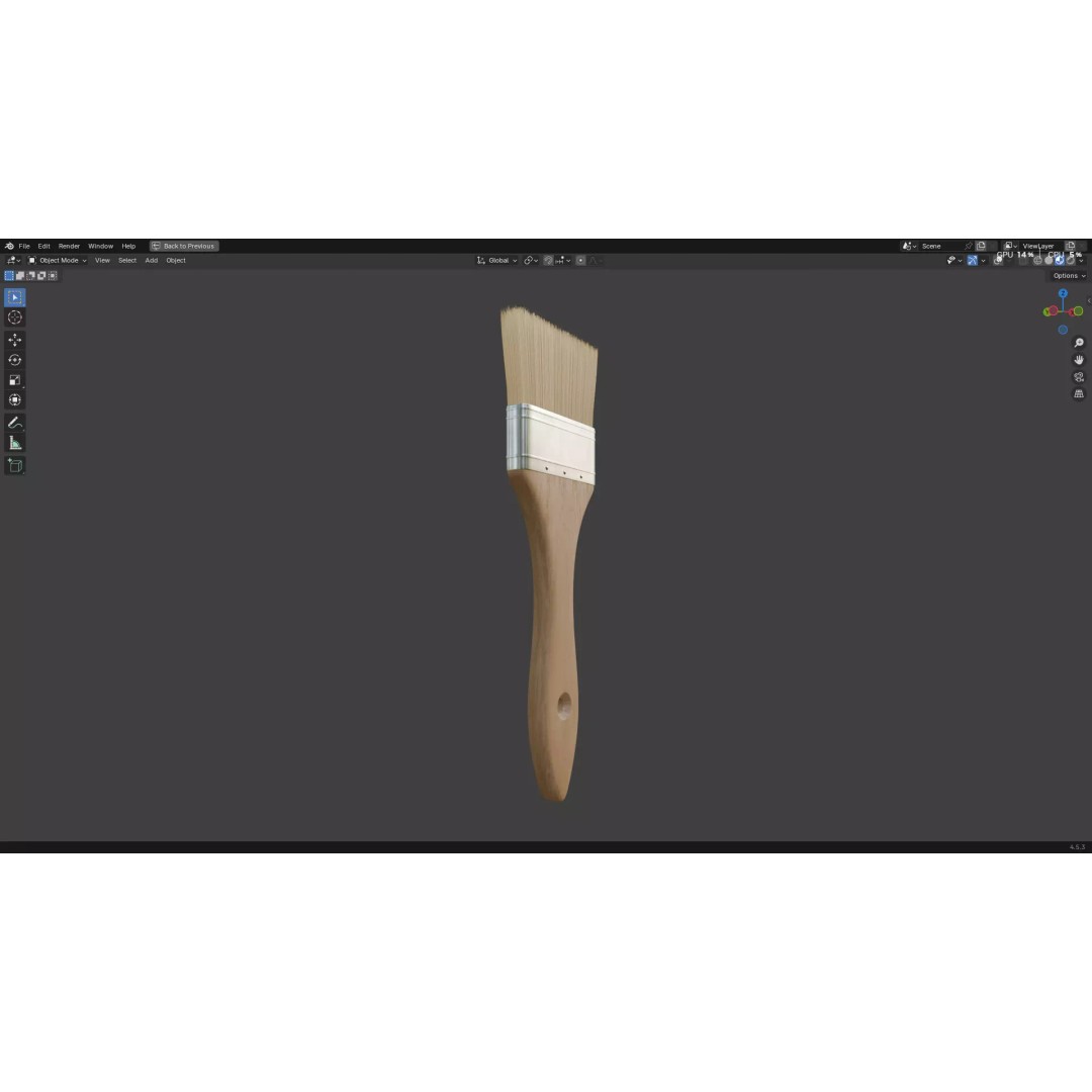 Paint Brush 3D Model – Low Poly PBR Asset, FBX, OBJ, Blender - View 11