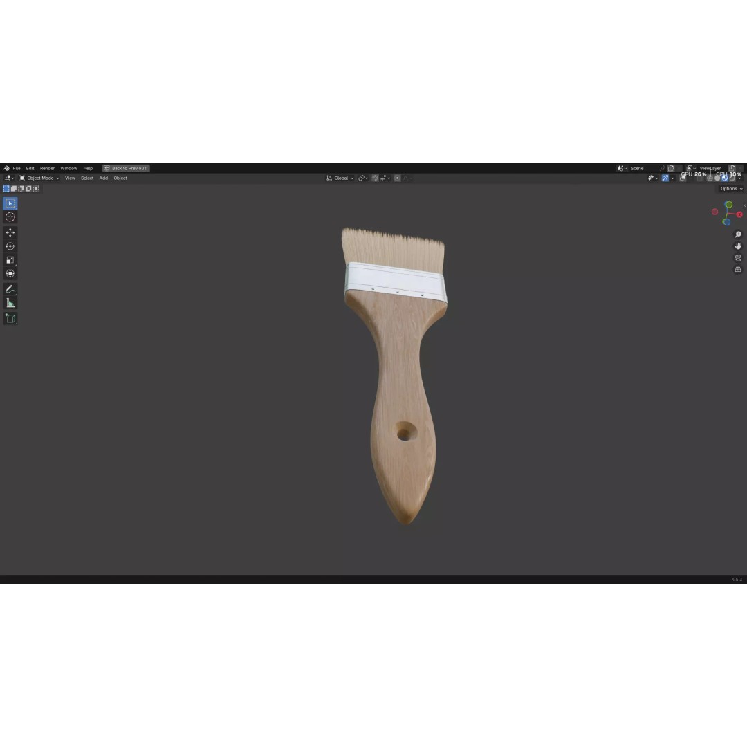 Paint Brush 3D Model – Low Poly PBR Asset, FBX, OBJ, Blender - View 3