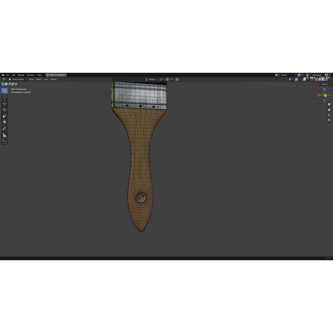 Paint Brush 3D Model – Low Poly PBR Asset, FBX, OBJ, Blender - View 33