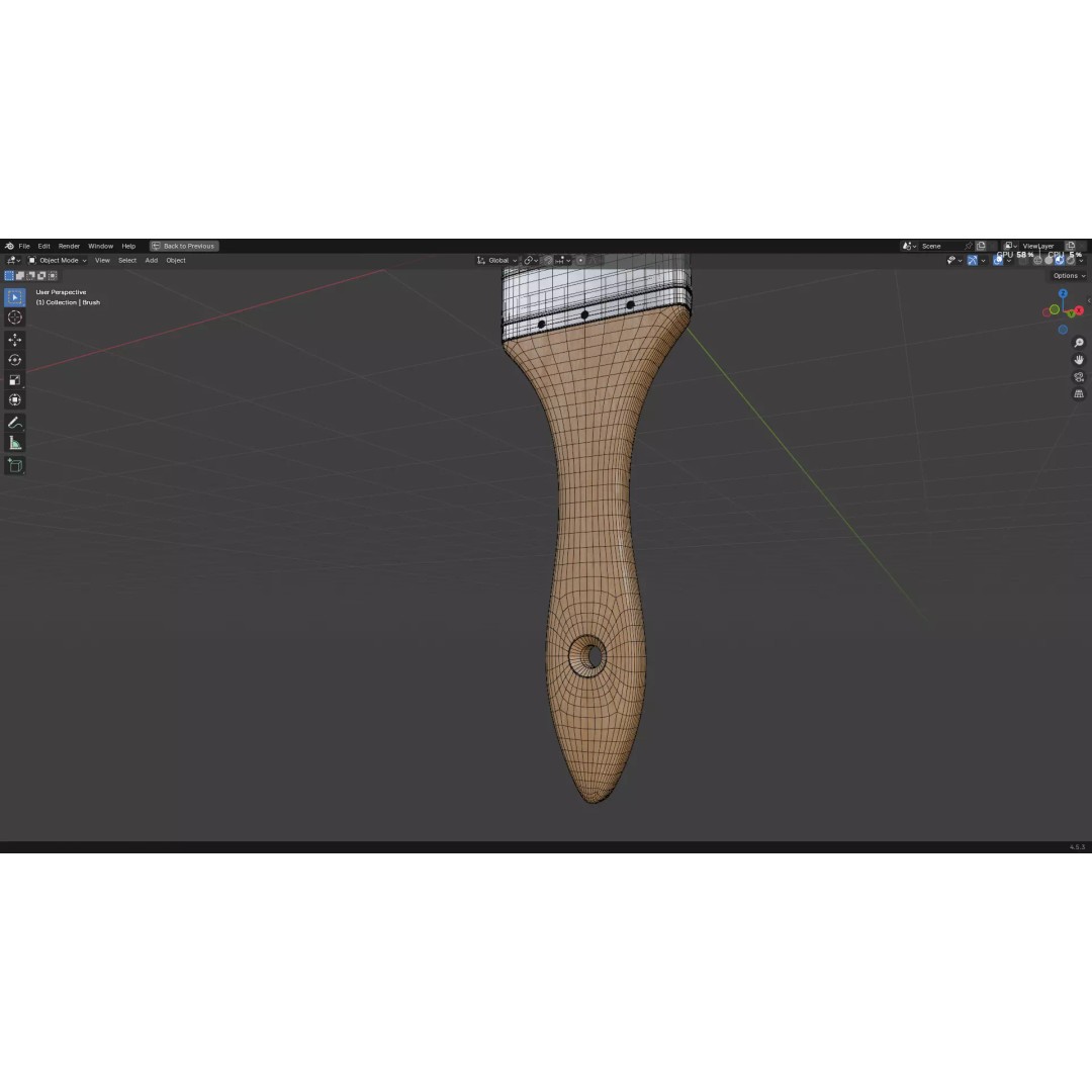 Paint Brush 3D Model – Low Poly PBR Asset, FBX, OBJ, Blender - View 34