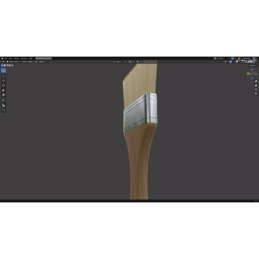 Paint Brush 3D Model – Low Poly PBR Asset, FBX, OBJ, Blender - View 5