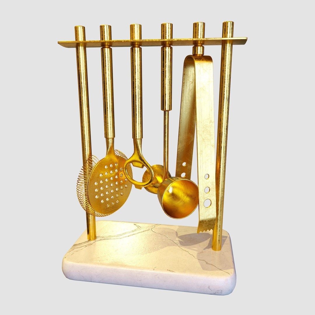 Bartender Tools Set 3D Model – Detailed Kitchenware Collection, FBX, OBJ - View 6