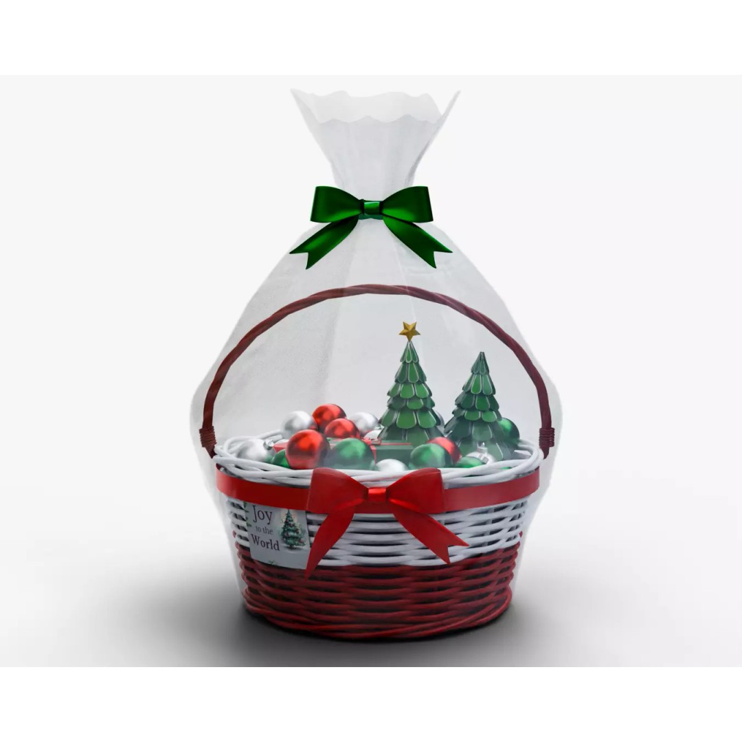 Christmas Gift Basket 3D Model – Low Poly PBR Packaging, Blender, FBX - View 2