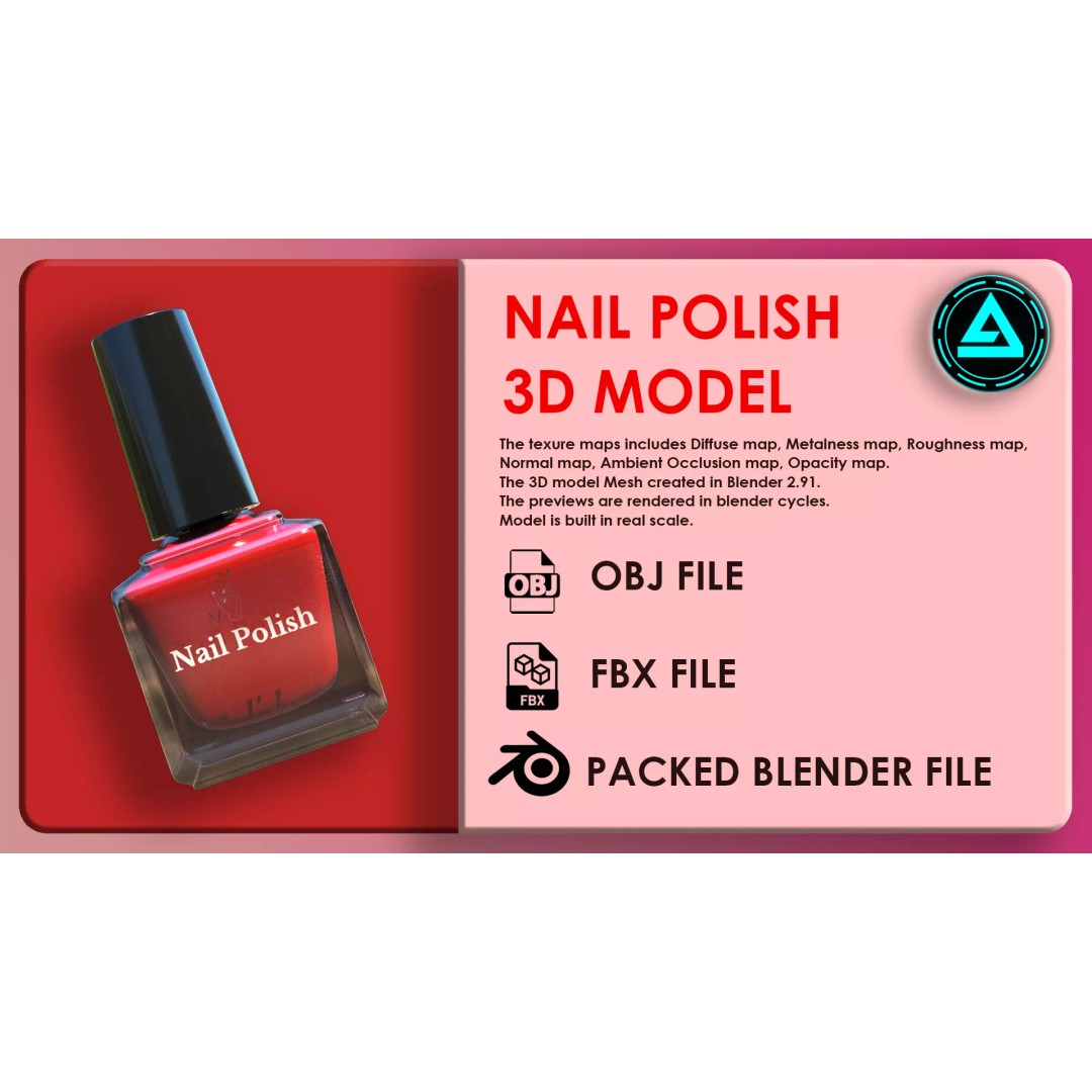 Nail Polish 3D Model – Low Poly PBR Asset for Games and Renders - View 2