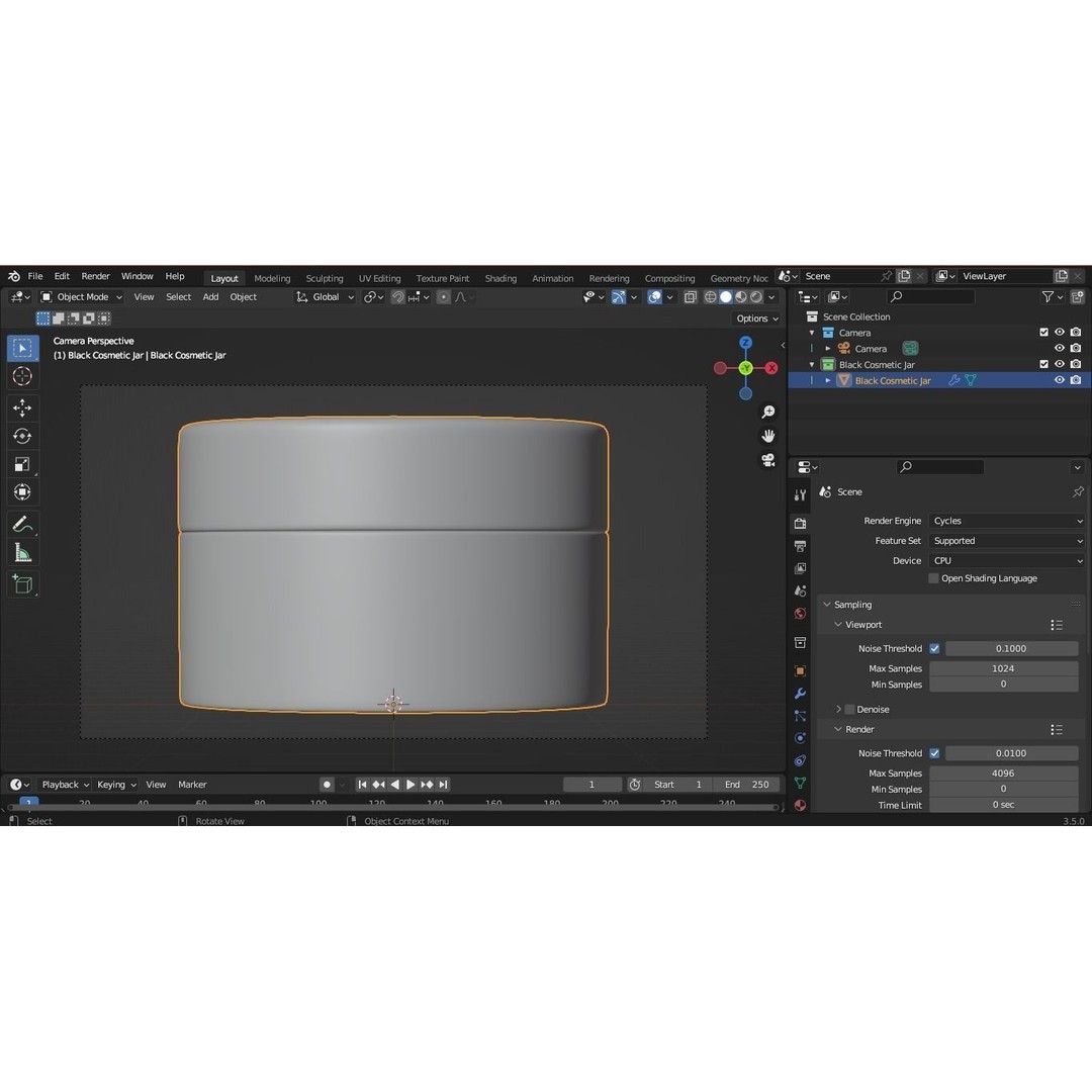 Black Cosmetic Jar 3D Model – PBR Textured, FBX Format - View 9