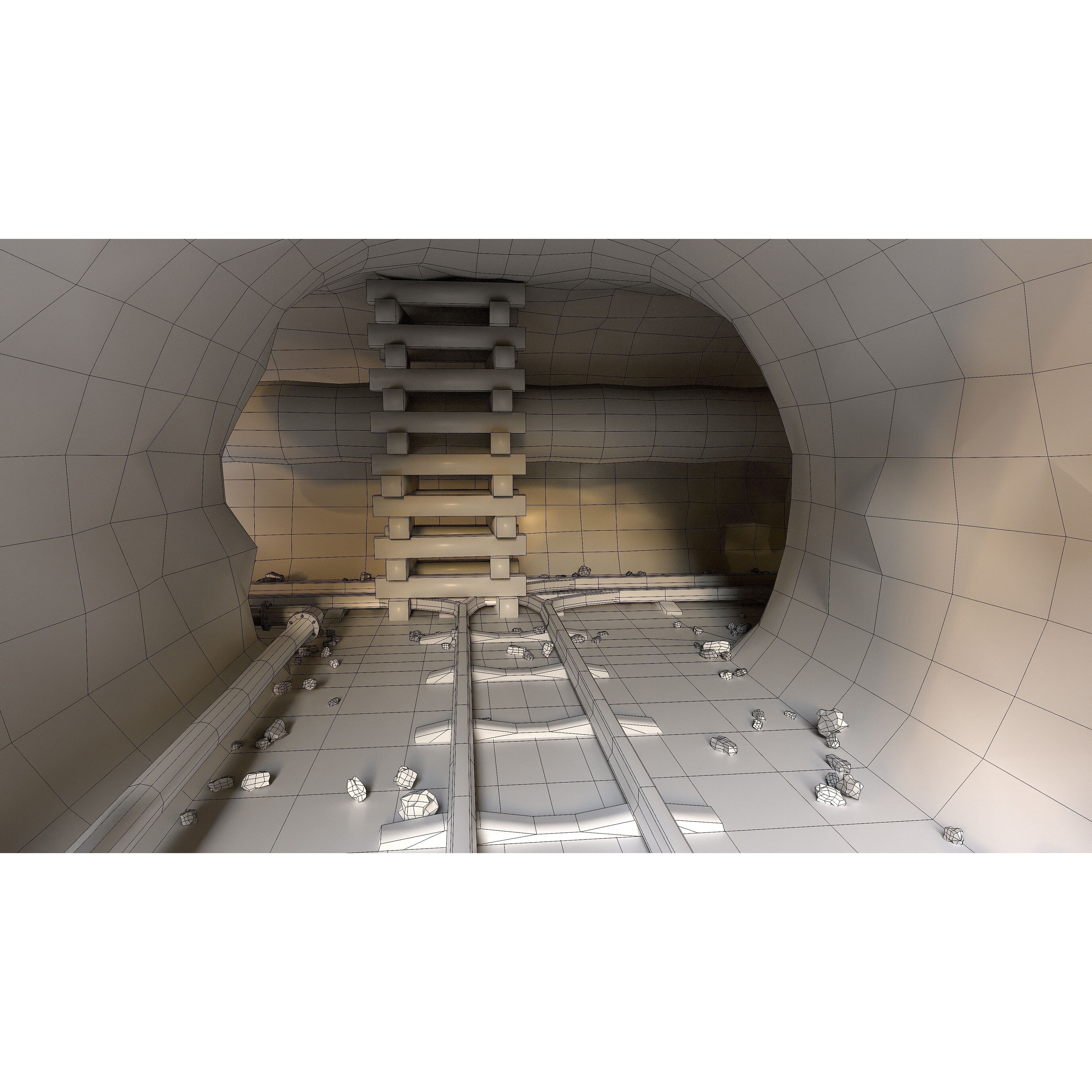 Modular Underground Mine Tunnels - Low-Poly Game-Ready 3D Model