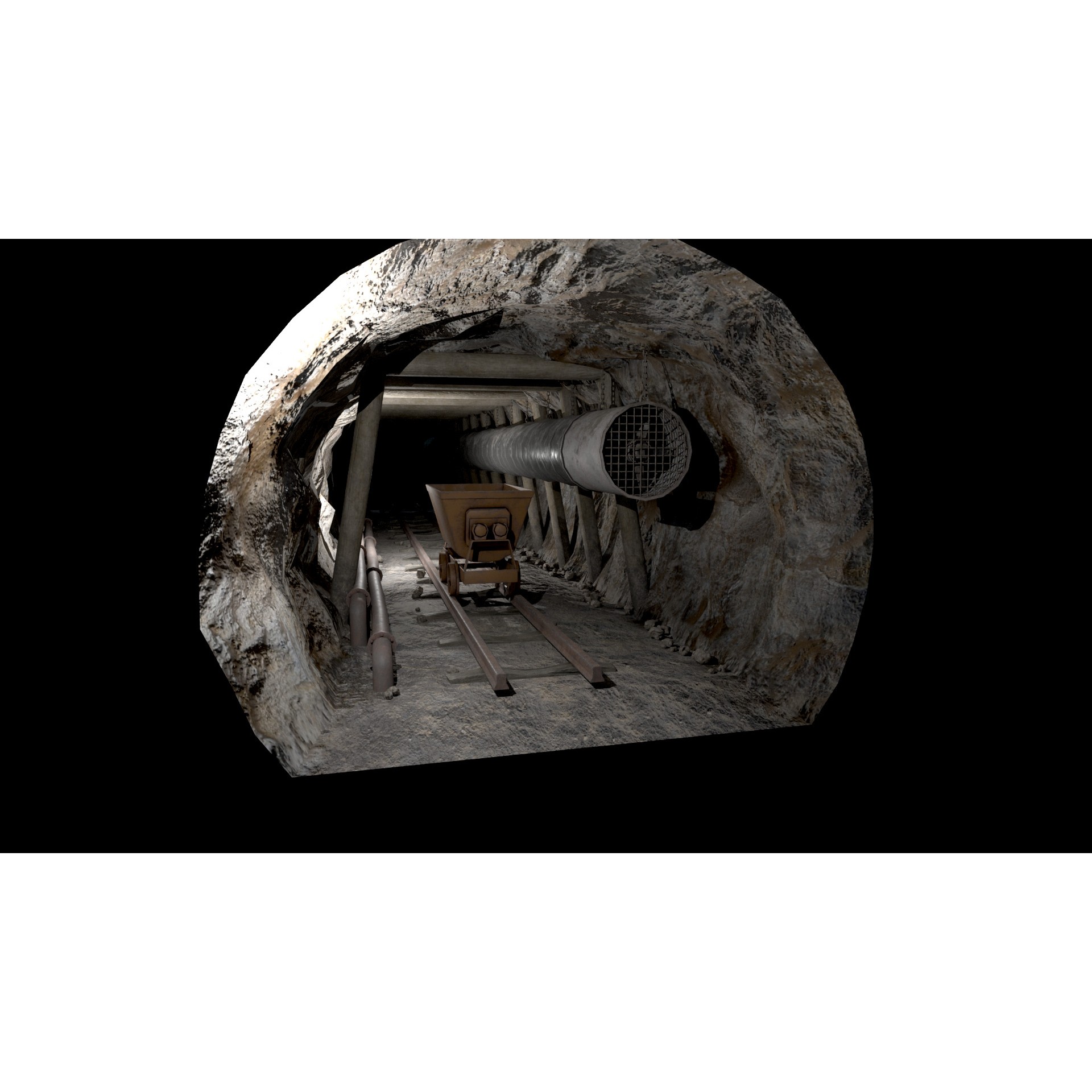 Modular Underground Mine Tunnels - Low-Poly Game-Ready 3D Model - View 12
