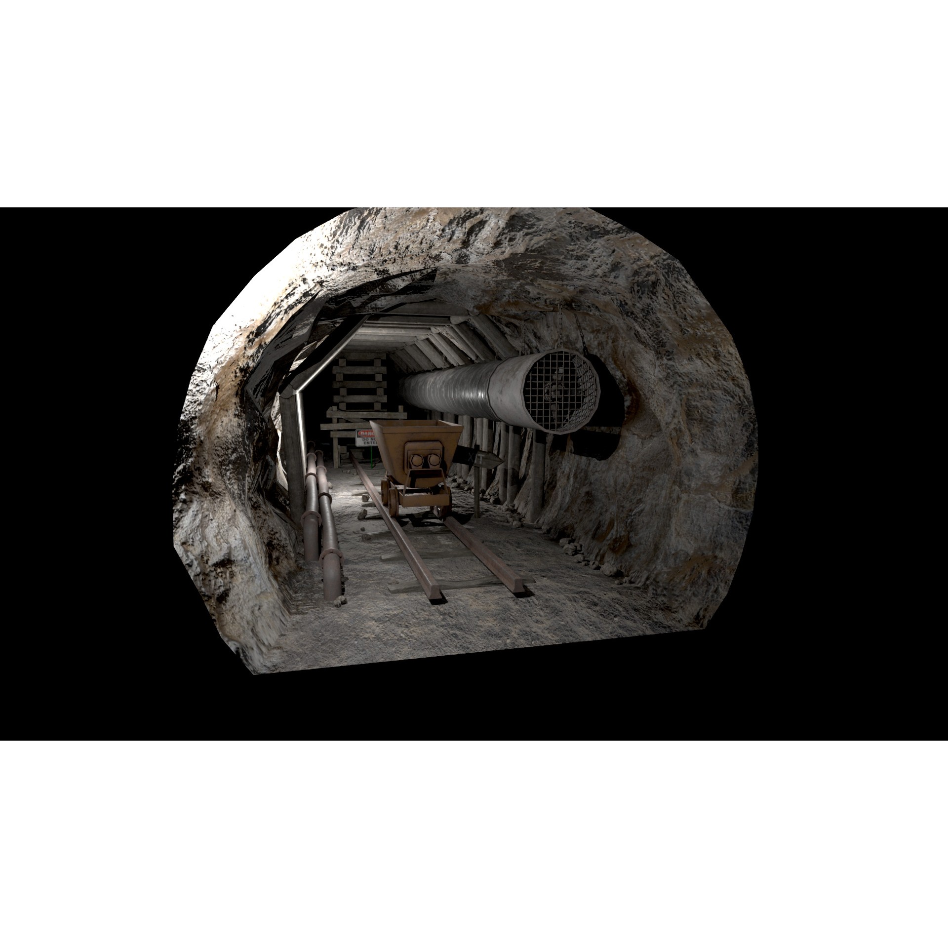 Modular Underground Mine Tunnels - Low-Poly Game-Ready 3D Model - View 14