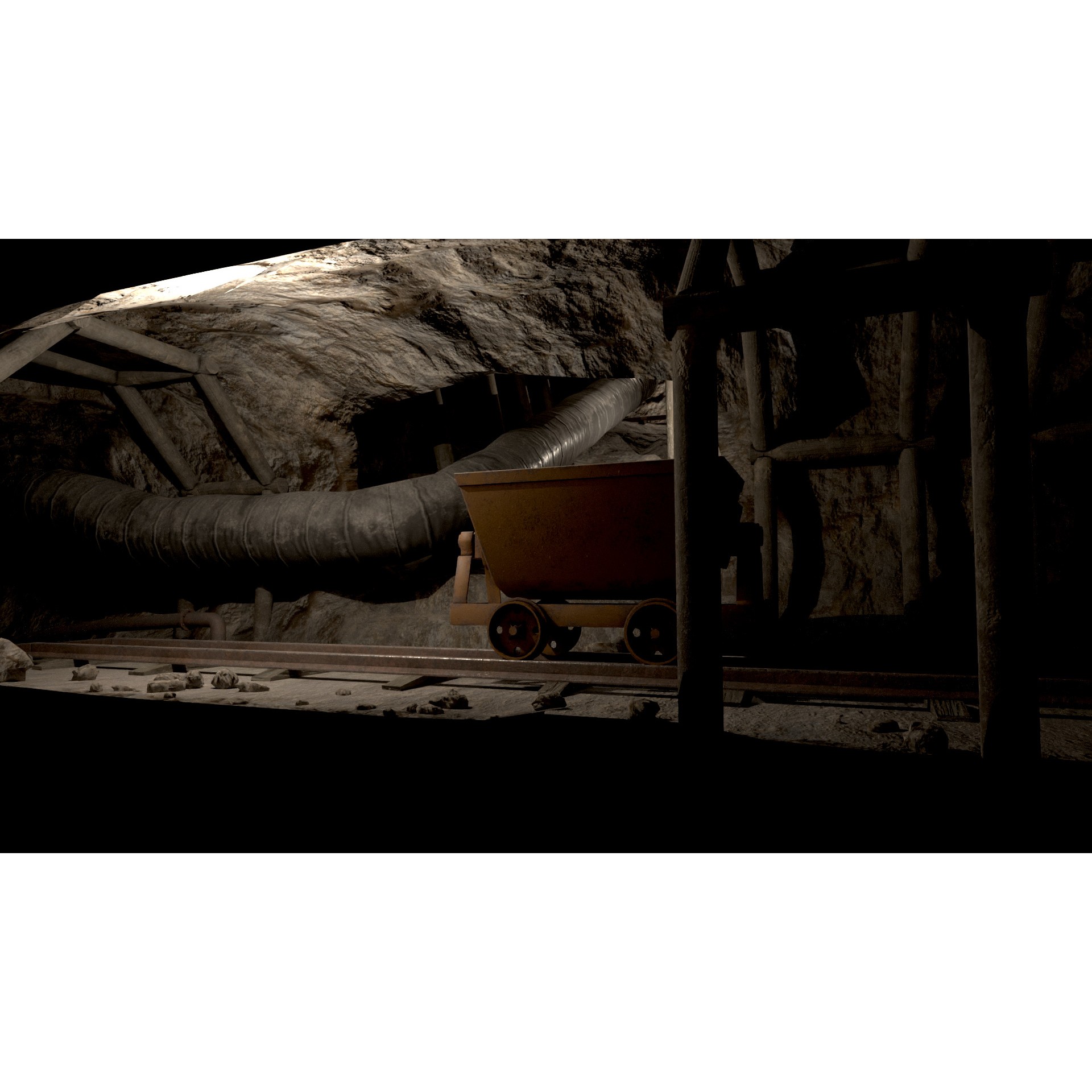 Modular Underground Mine Tunnels - Low-Poly Game-Ready 3D Model - View 19