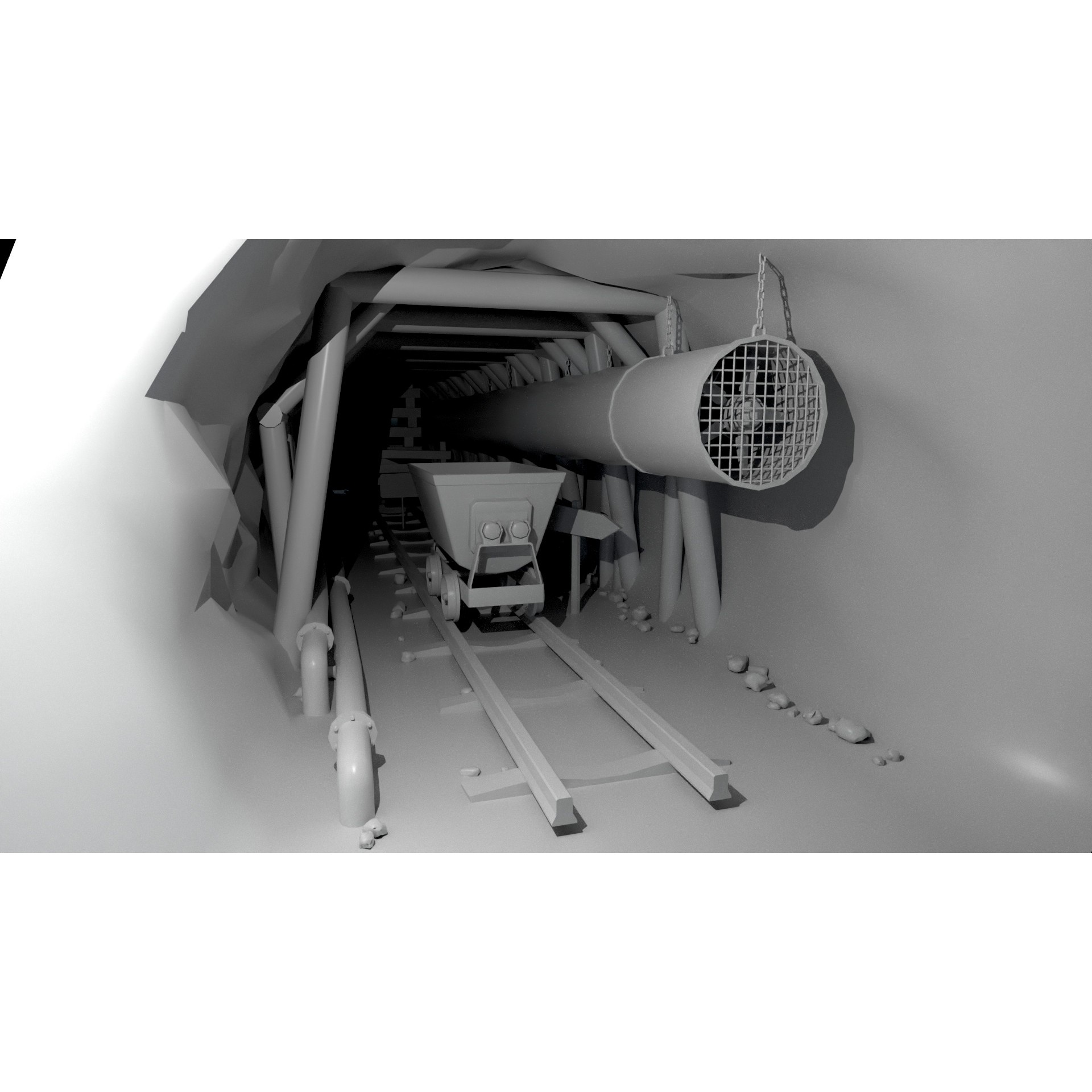 Modular Underground Mine Tunnels - Low-Poly Game-Ready 3D Model - View 25