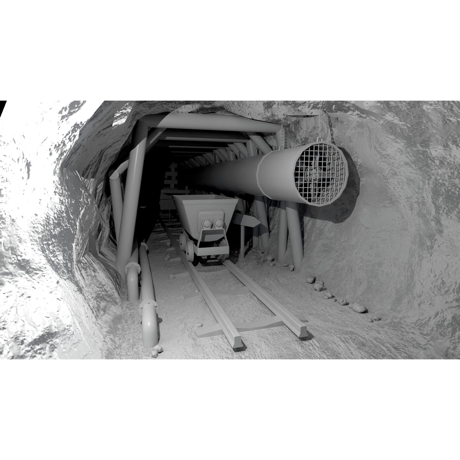 Modular Underground Mine Tunnels - Low-Poly Game-Ready 3D Model - View 26