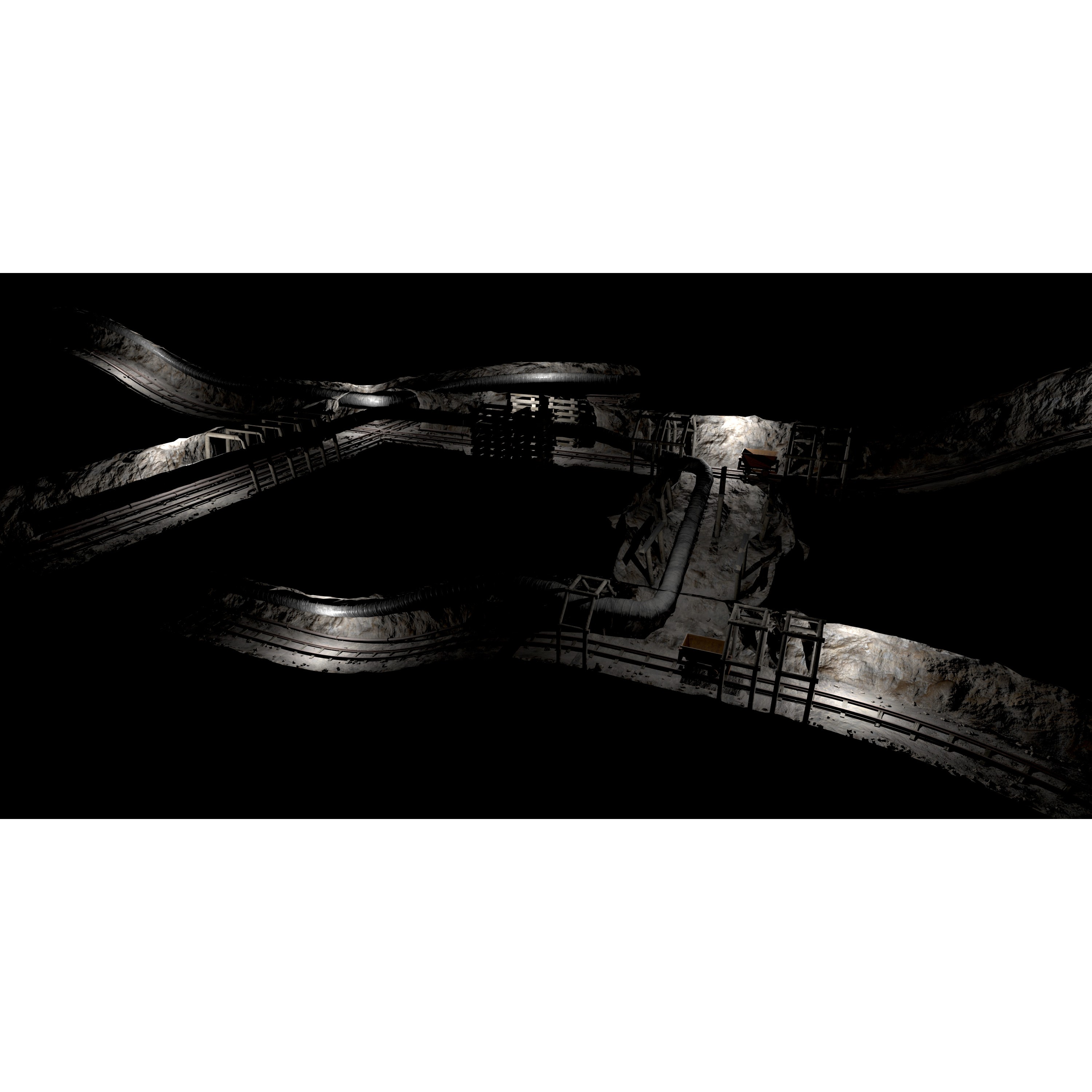 Modular Underground Mine Tunnels - Low-Poly Game-Ready 3D Model - View 3