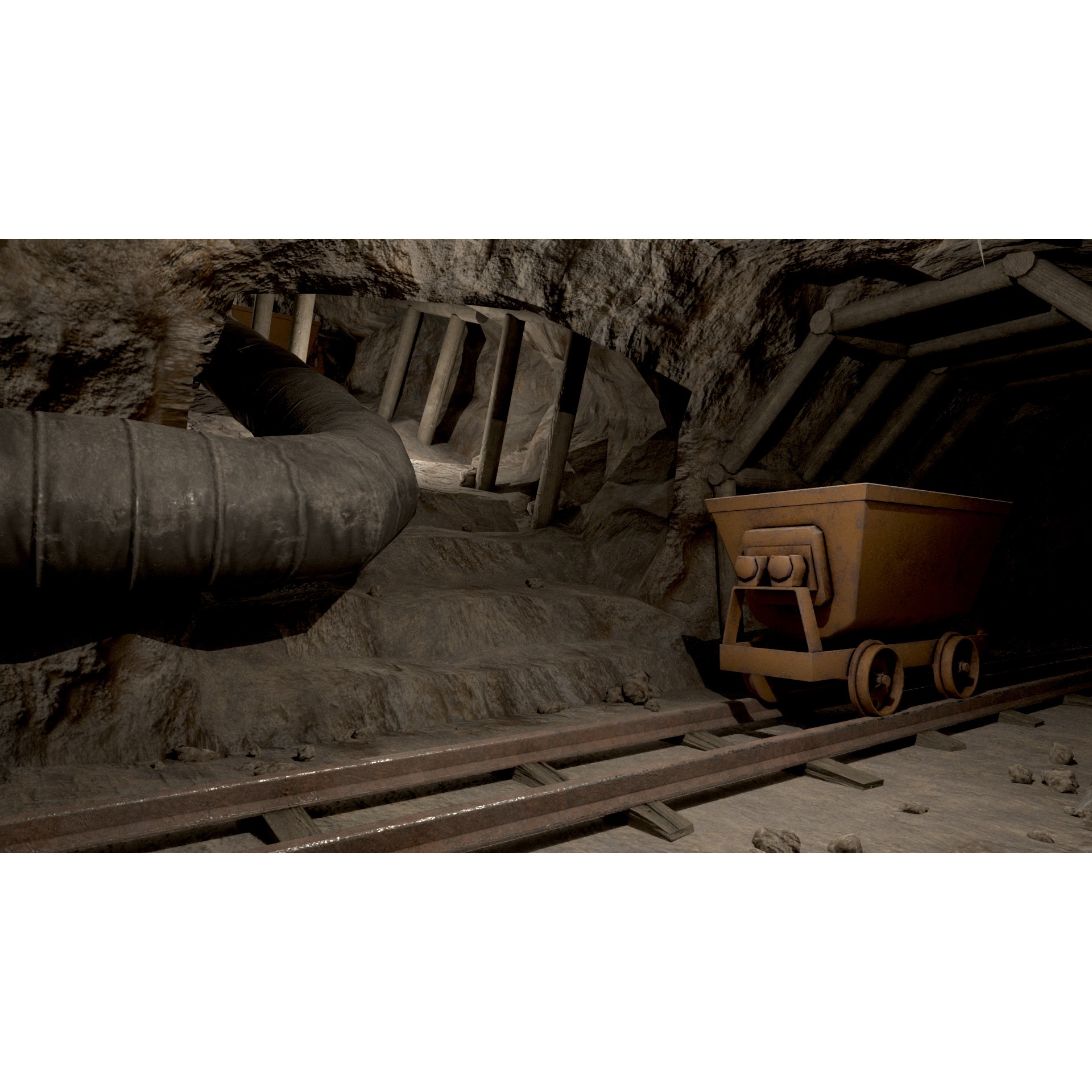 Modular Underground Mine Tunnels - Low-Poly Game-Ready 3D Model - View 30