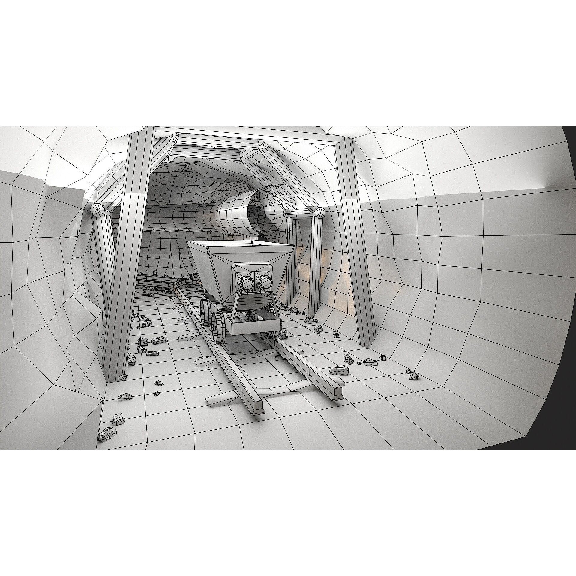 Modular Underground Mine Tunnels - Low-Poly Game-Ready 3D Model - View 40