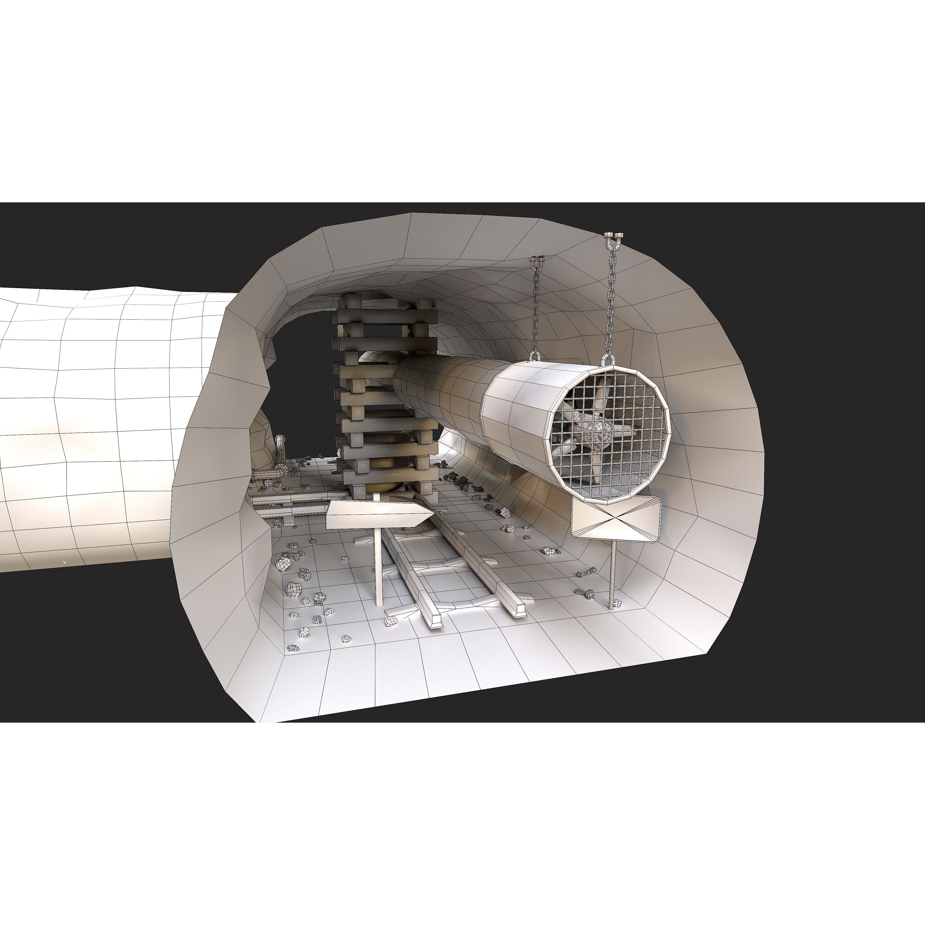Modular Underground Mine Tunnels - Low-Poly Game-Ready 3D Model - View 41