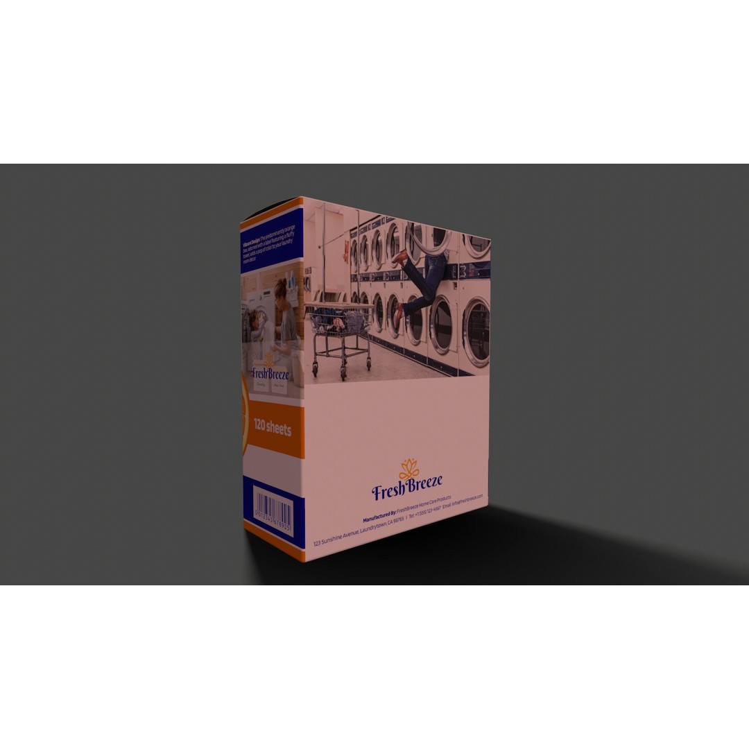 Laundry Dryer Sheets Box 3D Model – Low Poly PBR Asset, FBX - View 4