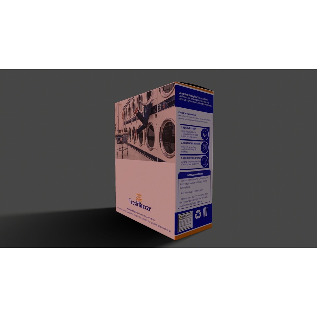Laundry Dryer Sheets Box 3D Model – Low Poly PBR Asset, FBX - View 5