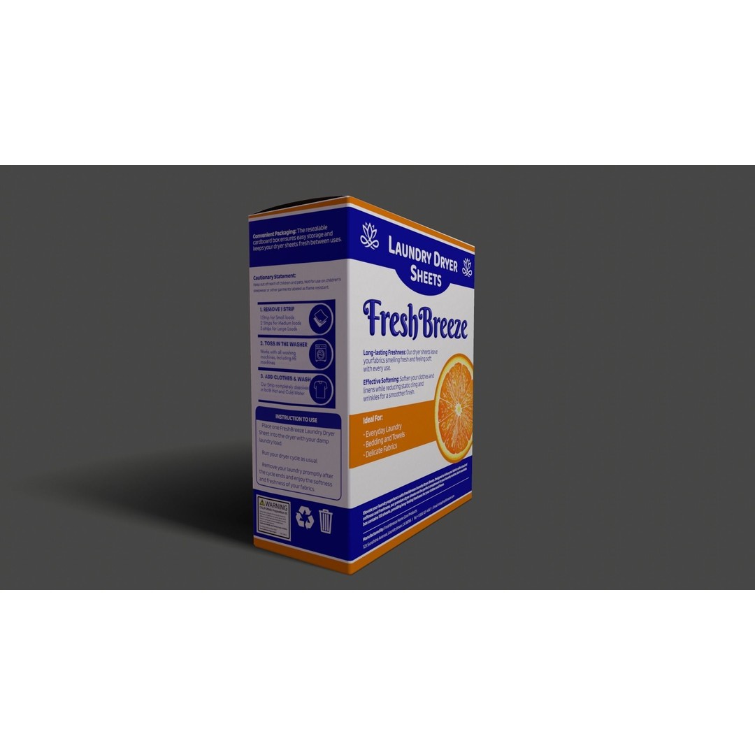 Laundry Dryer Sheets Box 3D Model – Low Poly PBR Asset, FBX - View 6