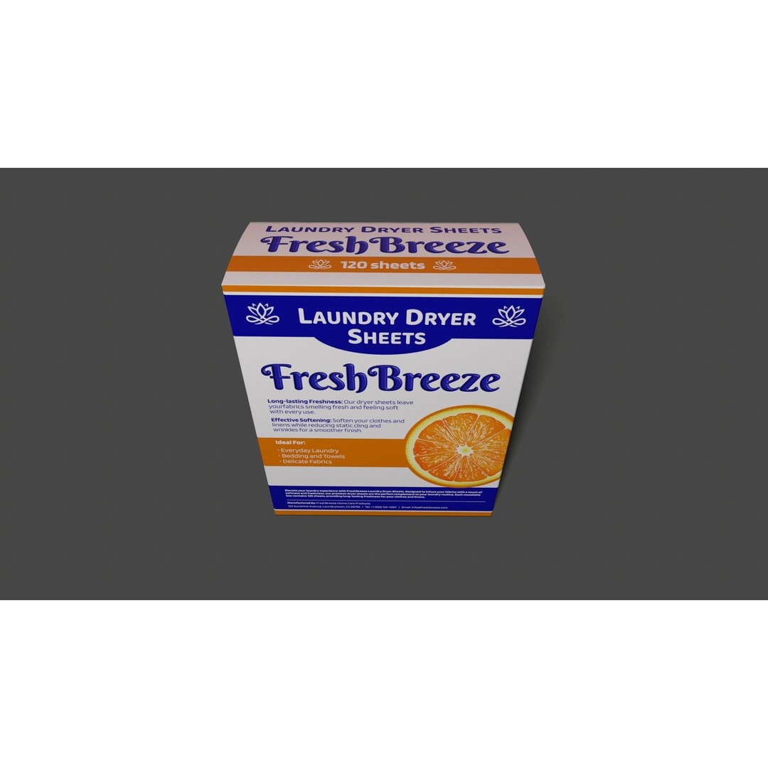 Laundry Dryer Sheets Box 3D Model – Low Poly PBR Asset, FBX - View 7