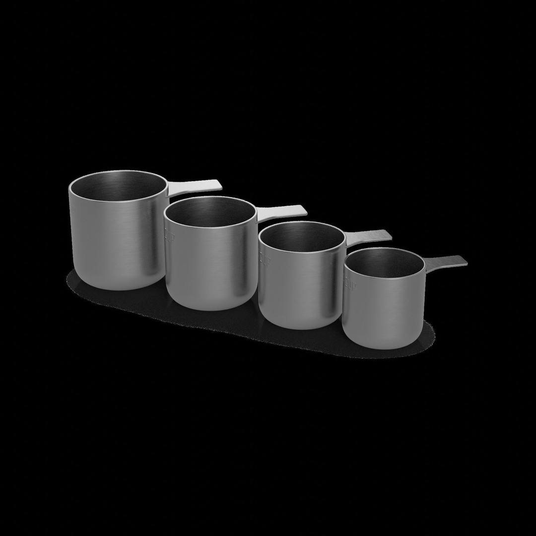 Measuring Cup Set 3D Model – Low Poly Kitchenware, FBX, PBR Textures