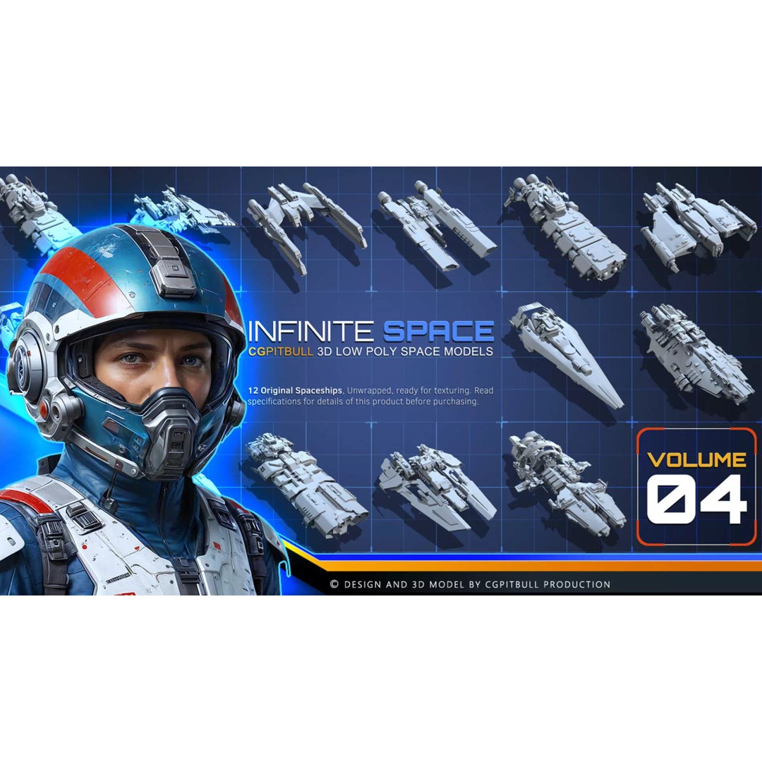 Spaceship 3D Model – Low Poly Sci-Fi Asset, FBX & OBJ Formats - View 2