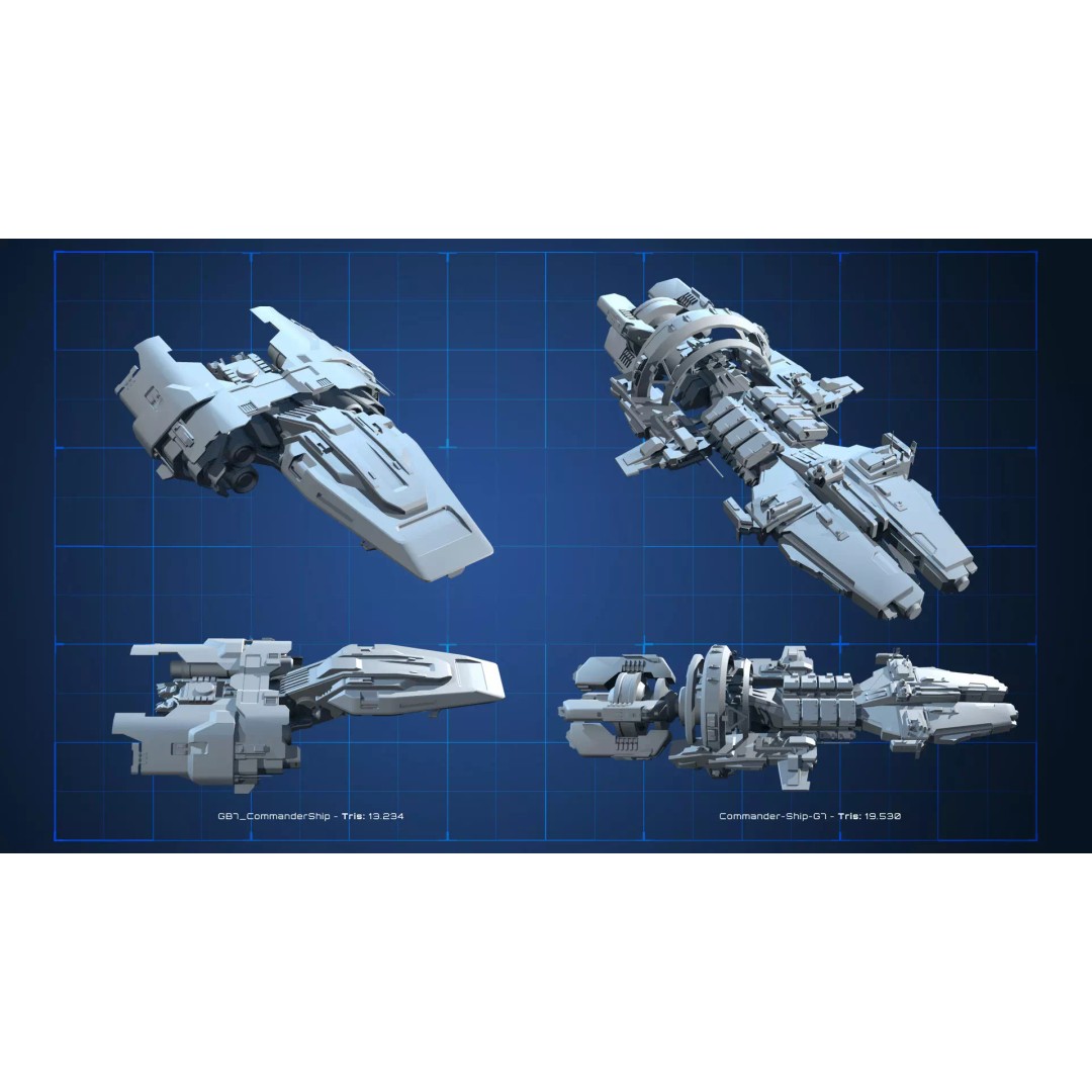 Spaceship 3D Model – Low Poly Sci-Fi Asset, FBX & OBJ Formats - View 4