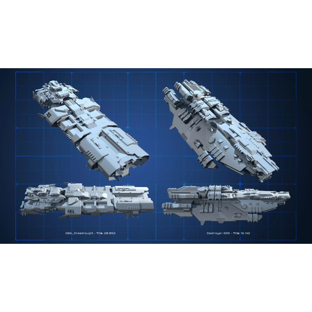 Spaceship 3D Model – Low Poly Sci-Fi Asset, FBX & OBJ Formats - View 5