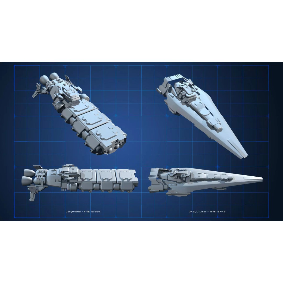 Spaceship 3D Model – Low Poly Sci-Fi Asset, FBX & OBJ Formats - View 8