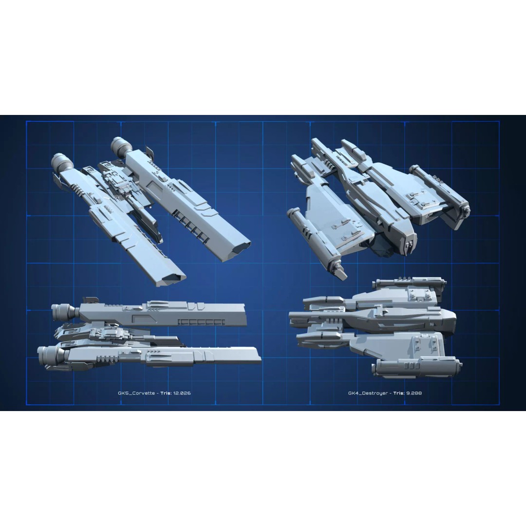 Spaceship 3D Model – Low Poly Sci-Fi Asset, FBX & OBJ Formats - View 9