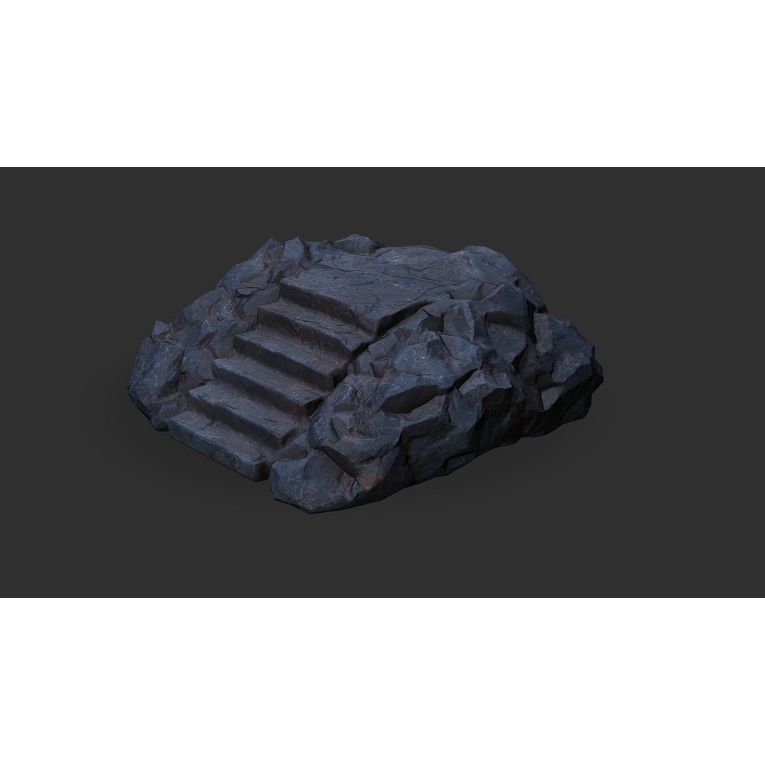 Stone Stairs 3D Model – Low Poly PBR Game Asset, FBX & OBJ - View 16