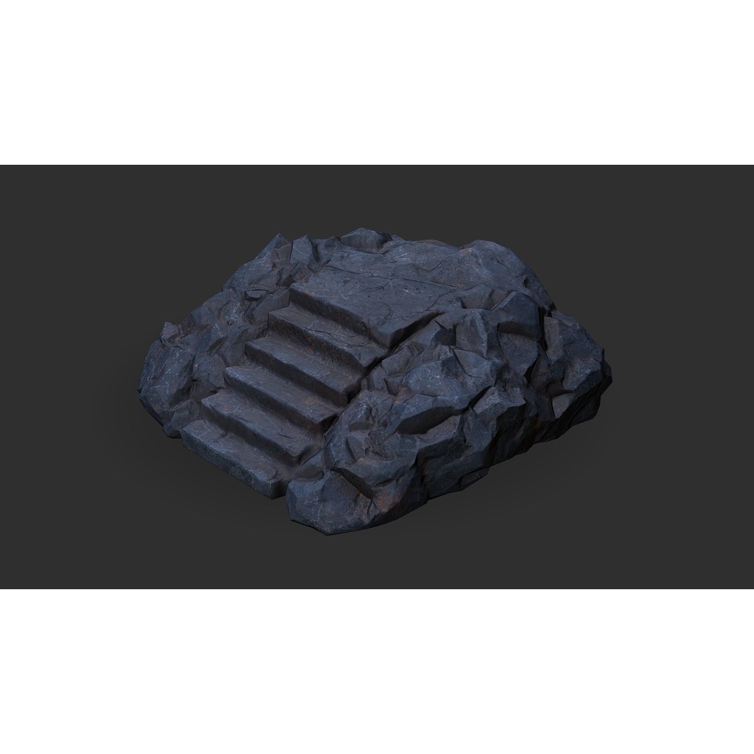 Stone Stairs 3D Model – Low Poly PBR Game Asset, FBX & OBJ - View 4