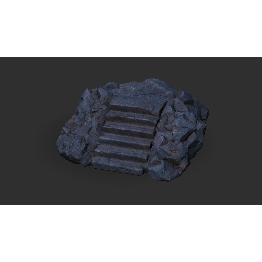 Stone Stairs 3D Model – Low Poly PBR Game Asset, FBX & OBJ - View 5