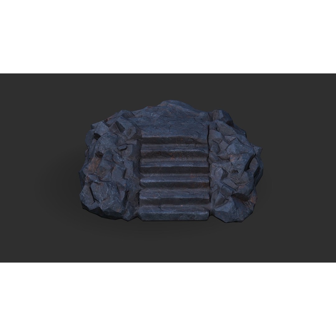 Stone Stairs 3D Model – Low Poly PBR Game Asset, FBX & OBJ - View 6