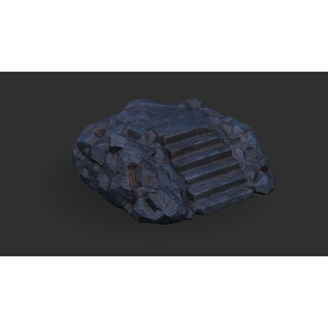 Stone Stairs 3D Model – Low Poly PBR Game Asset, FBX & OBJ - View 7