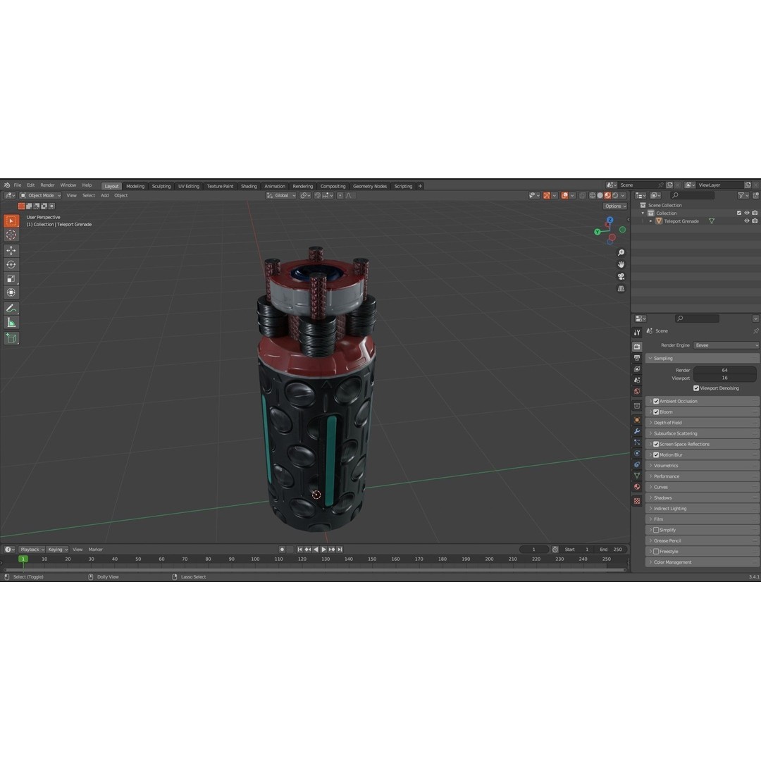 Sci-Fi Teleport Grenade 3D Model – Low Poly Game Asset, FBX - View 14