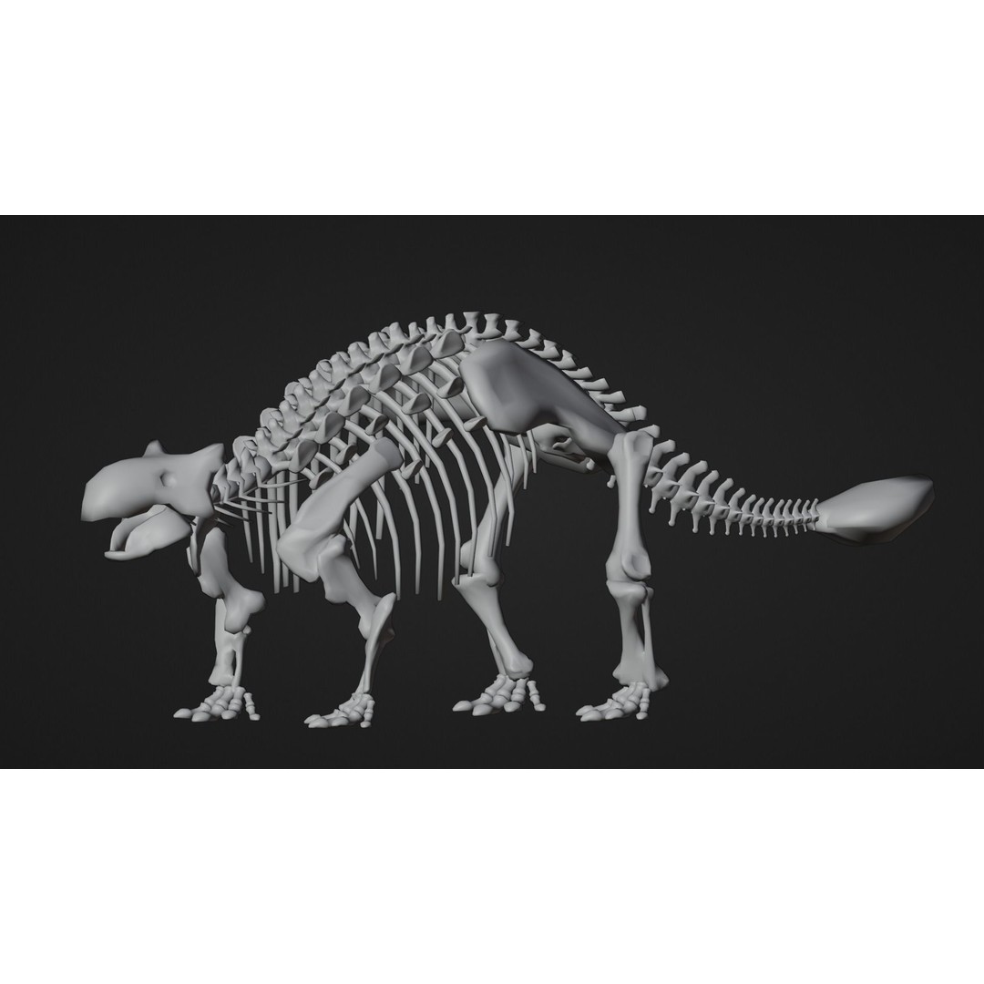 Ankylosaurus 3D Model – Realistic Low Poly Dinosaur Fossil, FBX