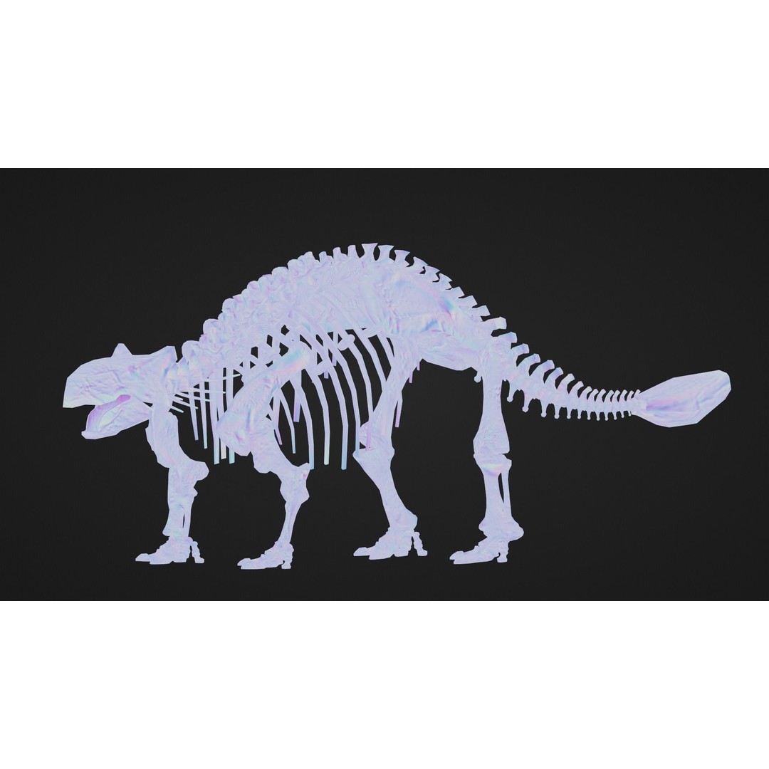 Ankylosaurus 3D Model – Realistic Low Poly Dinosaur Fossil, FBX - View 10