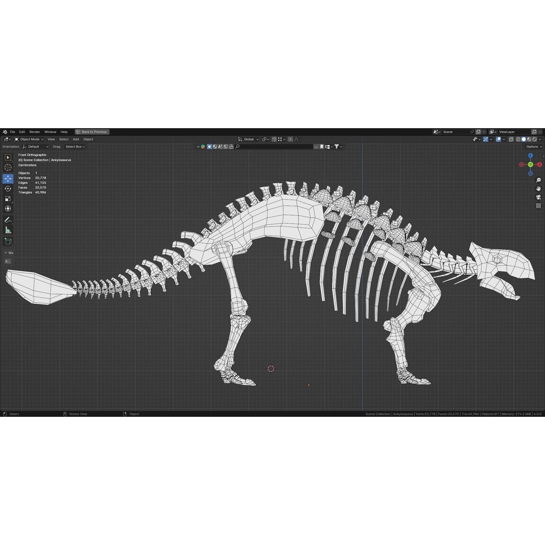 Ankylosaurus 3D Model – Realistic Low Poly Dinosaur Fossil, FBX - View 8